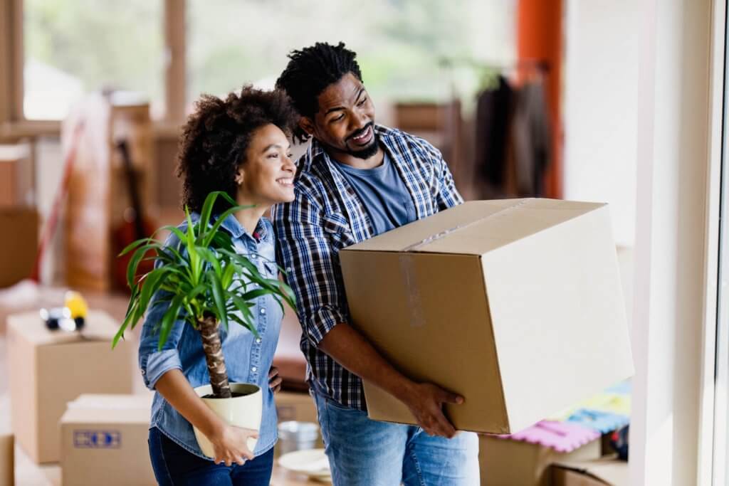 Couple moving together