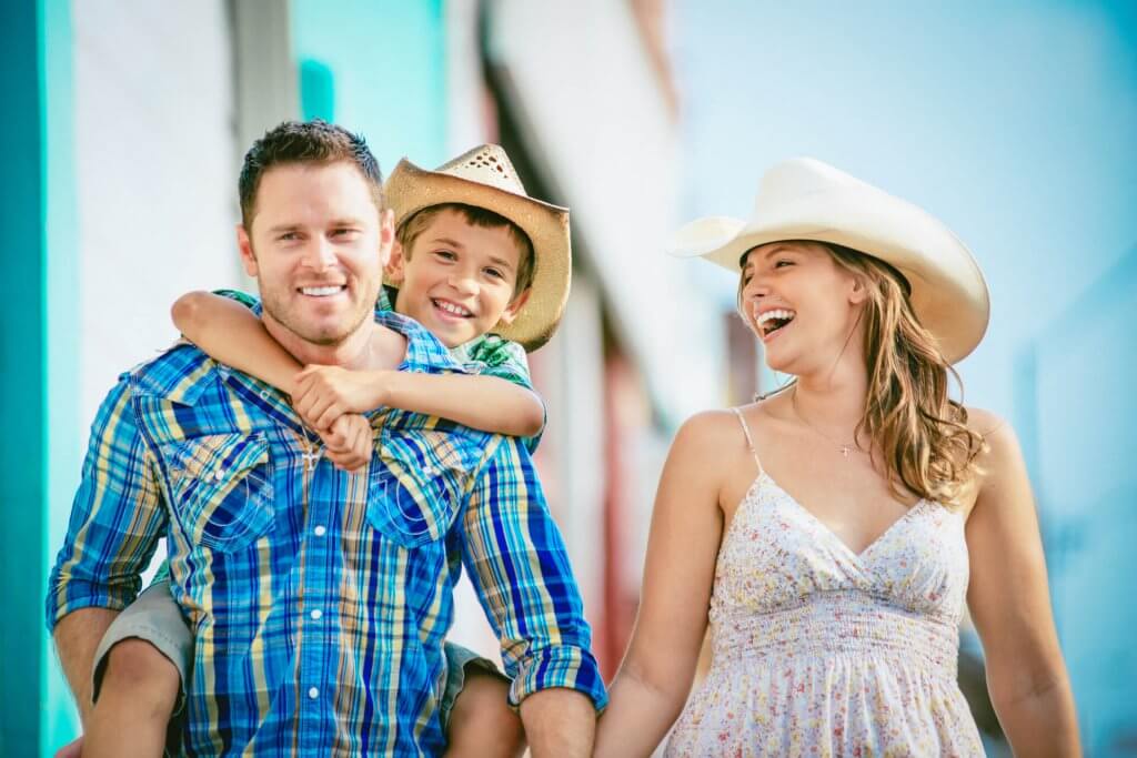 Western family having fun