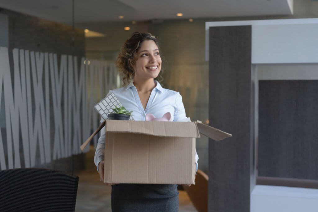 Business woman moving into a new office