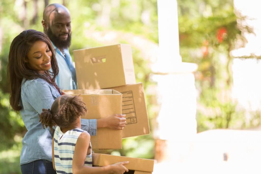 Family moving into new home.