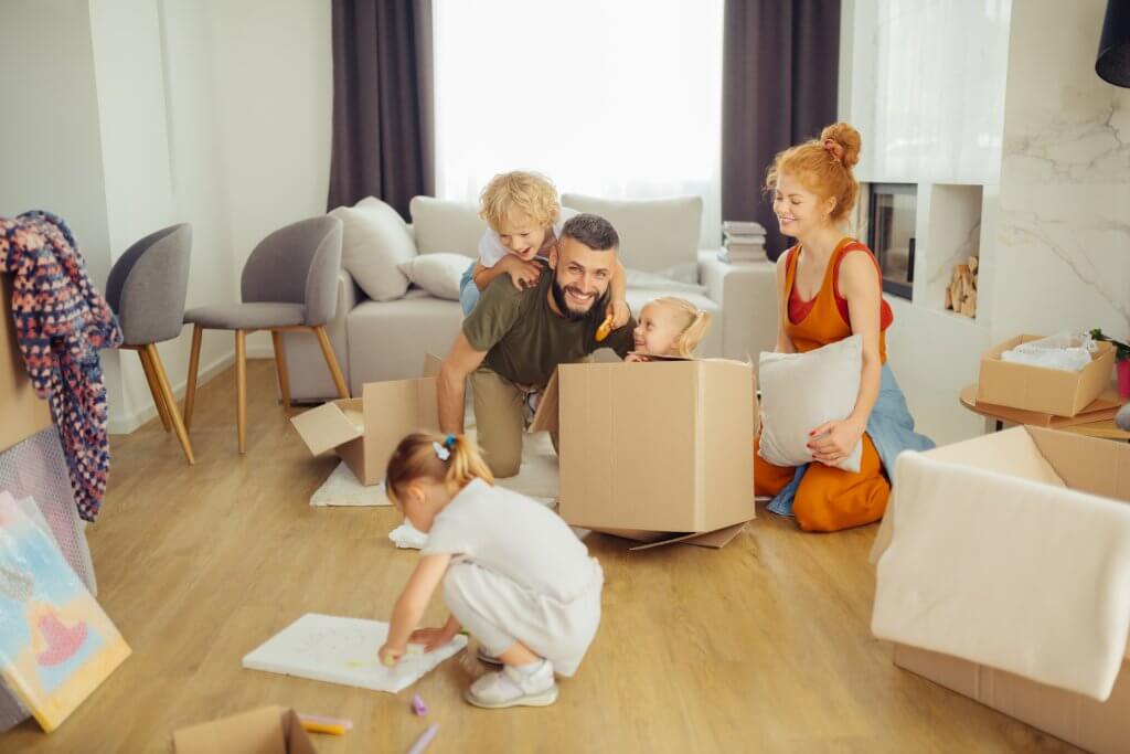 Positive joyful family enjoying their weekend together